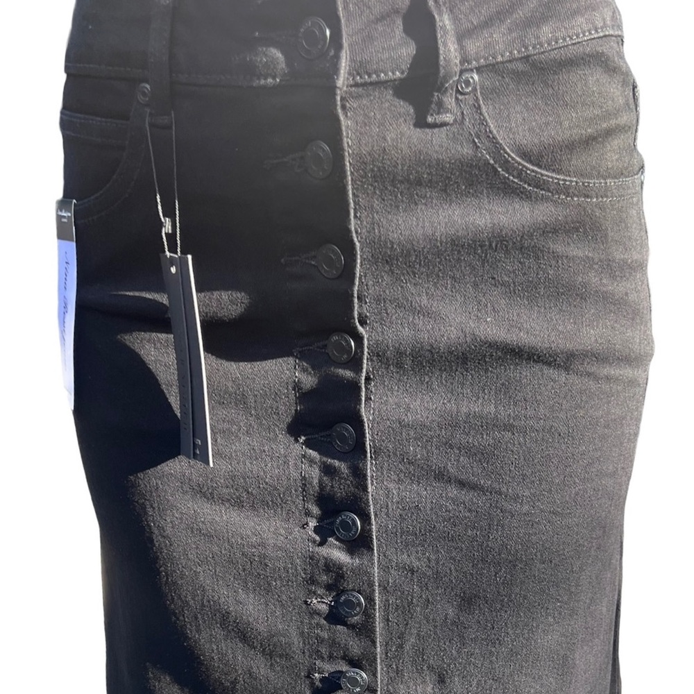 Black denim long skirt button down